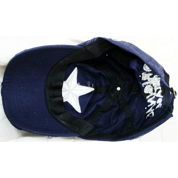 Original Vintage Blue Baseball Cap Embroidered White Star Adjustable Distressed - Picture 9 of 12